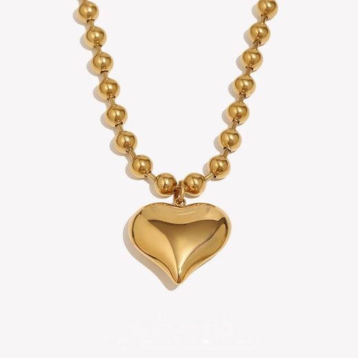 Puffy Heart Ball Chain Necklace