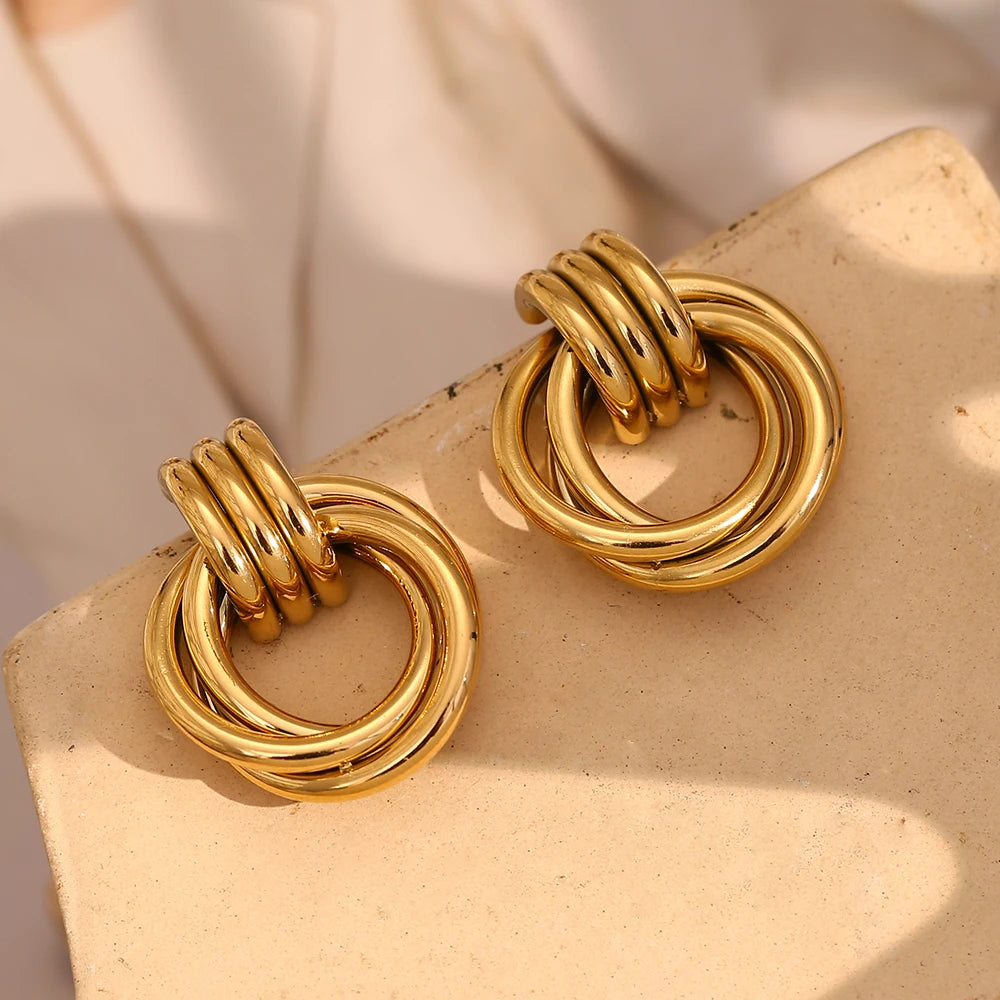 Triple Loop Love Knot Studs