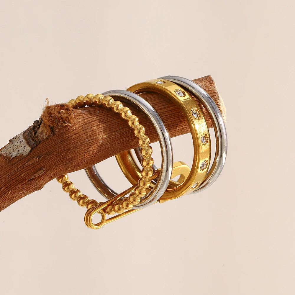 Stacked Safety Pin Ring