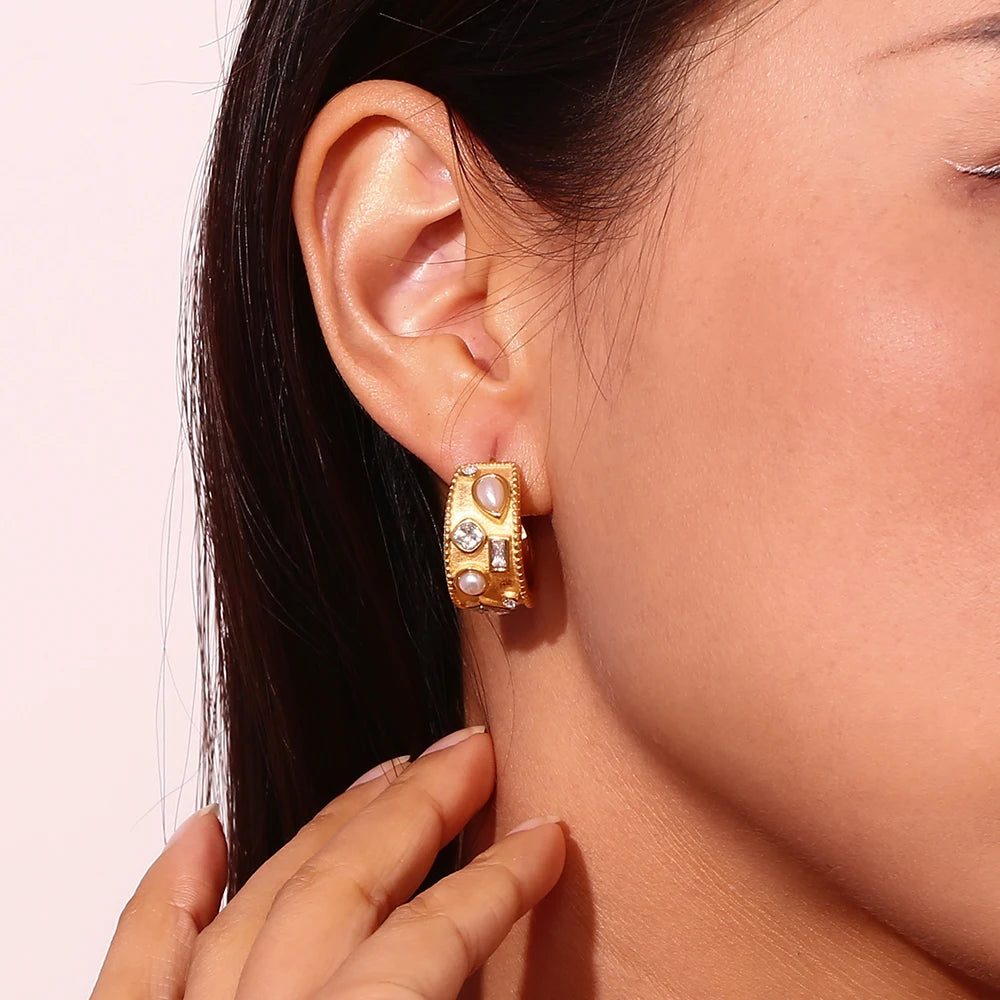Vintage Pearl Sparkle C-Hoops