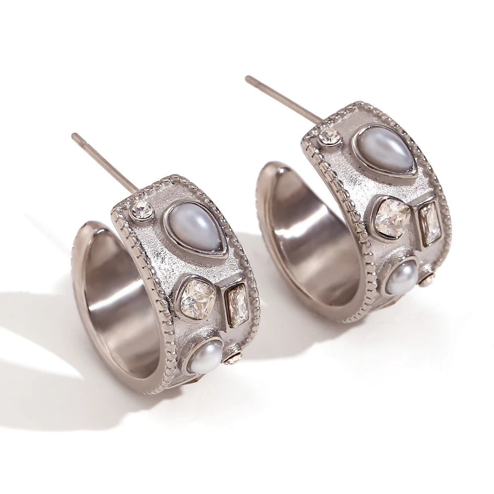 Vintage Pearl Sparkle C-Hoops