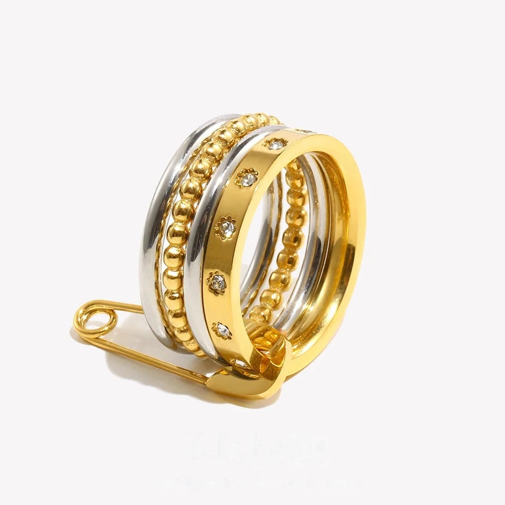 Stacked Safety Pin Ring