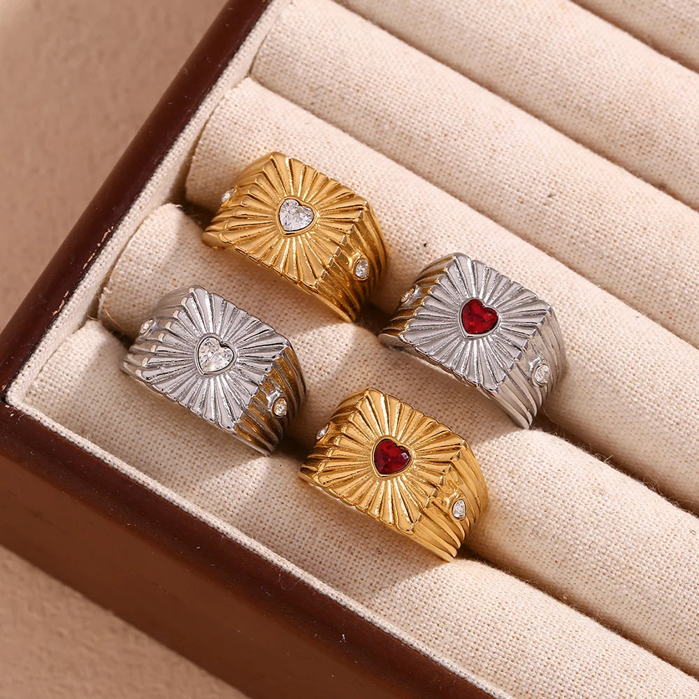 Sunburst Heart Ring
