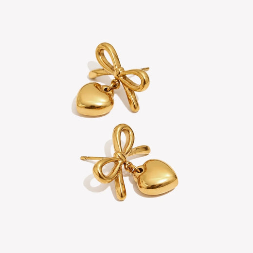Bow Heart Drop Earrings