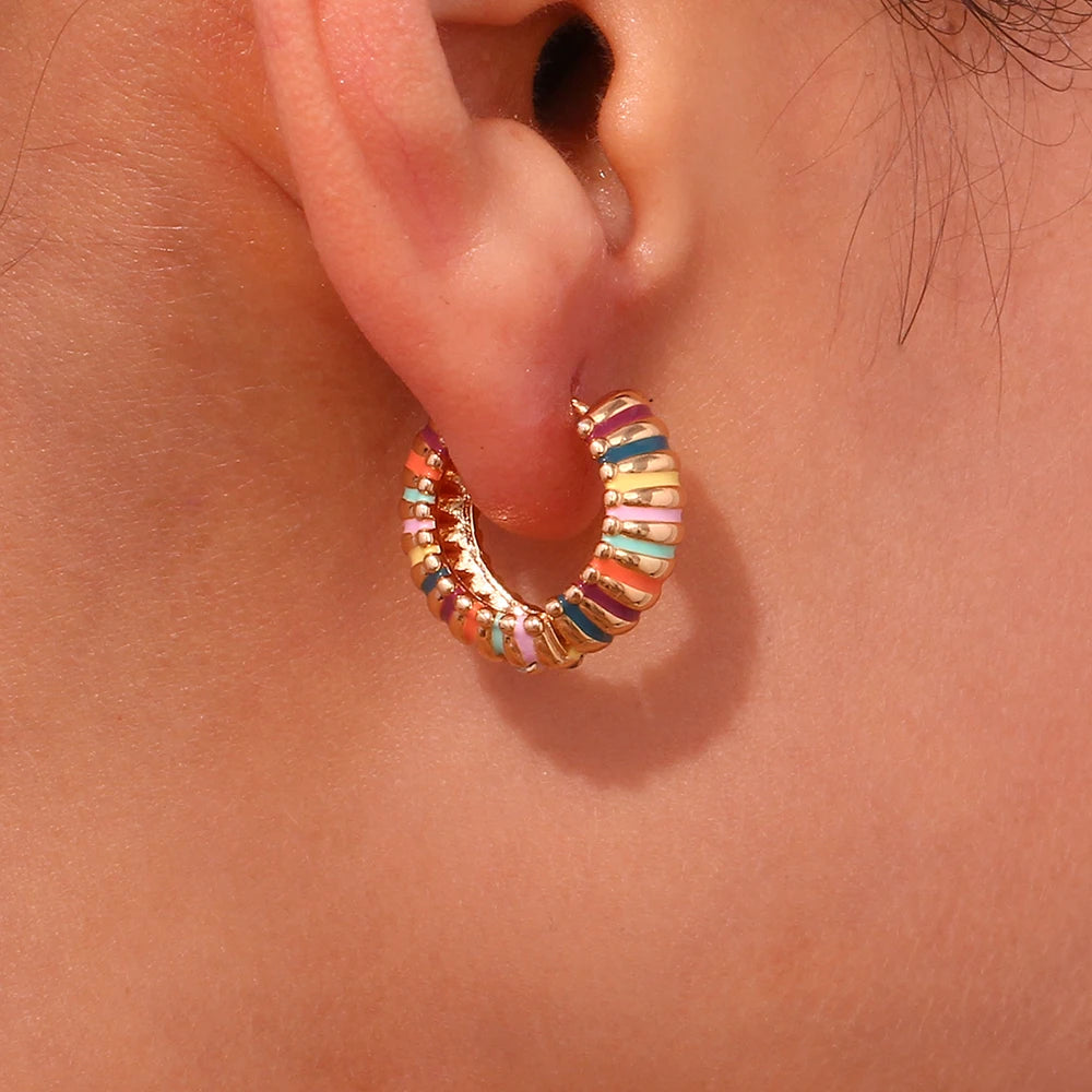 Rainbow Stripe Chunky Hoops