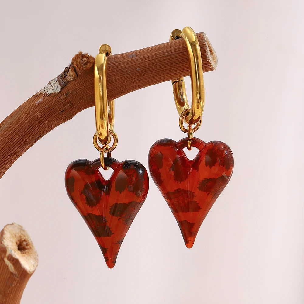 Cherry Glaze Heart Hoops