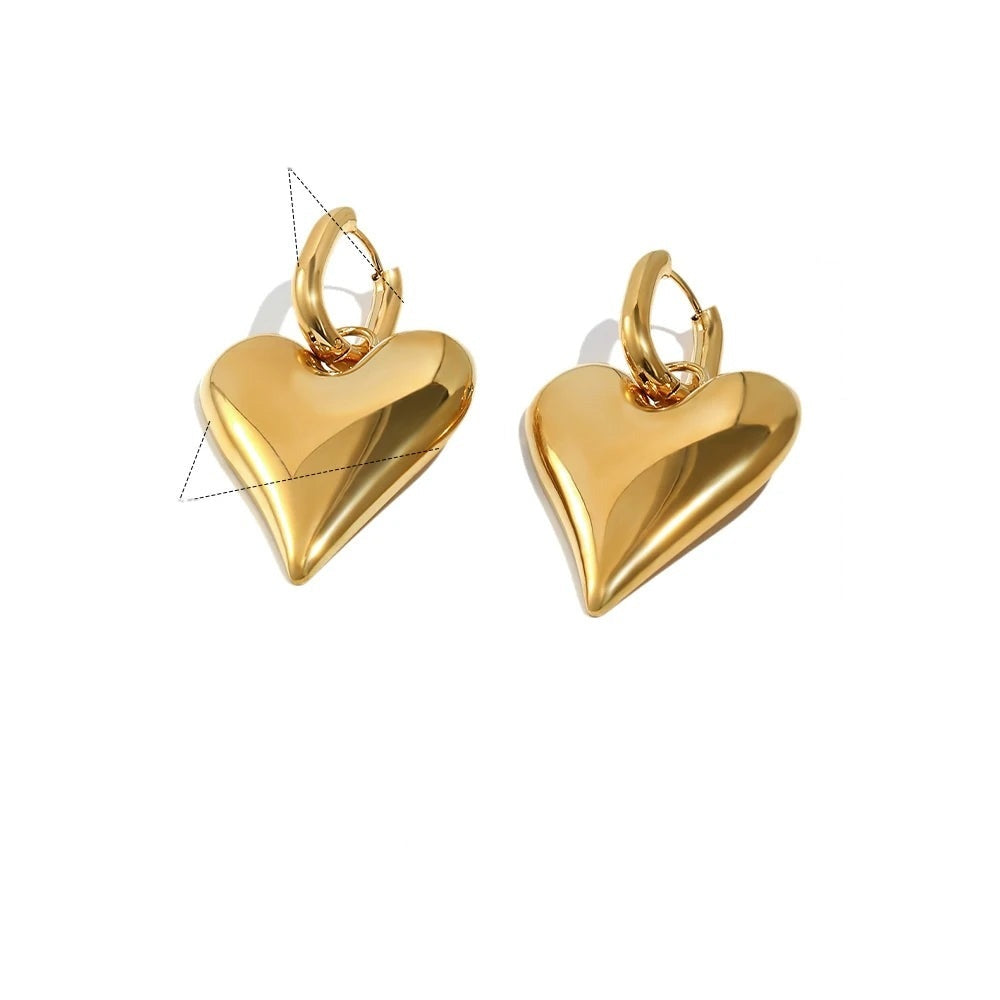 Puffy Heart Drop Hoops