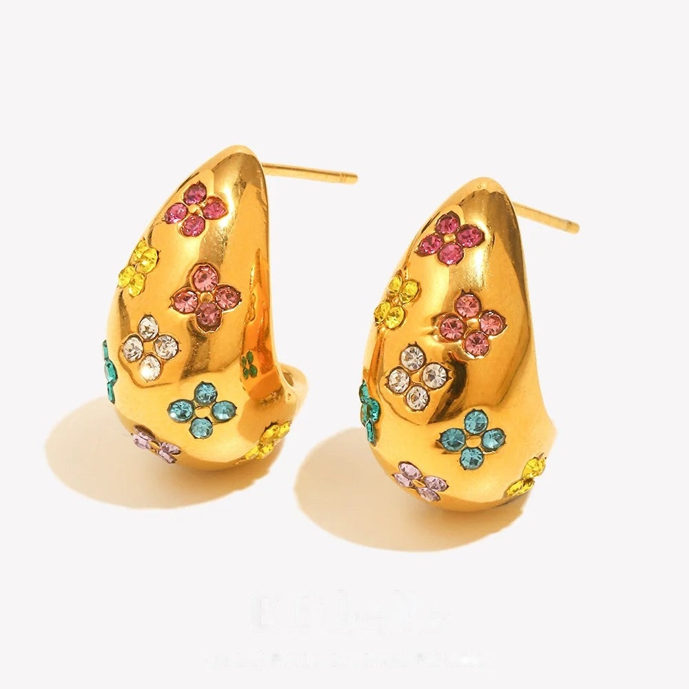 Flower Confetti Drop Studs