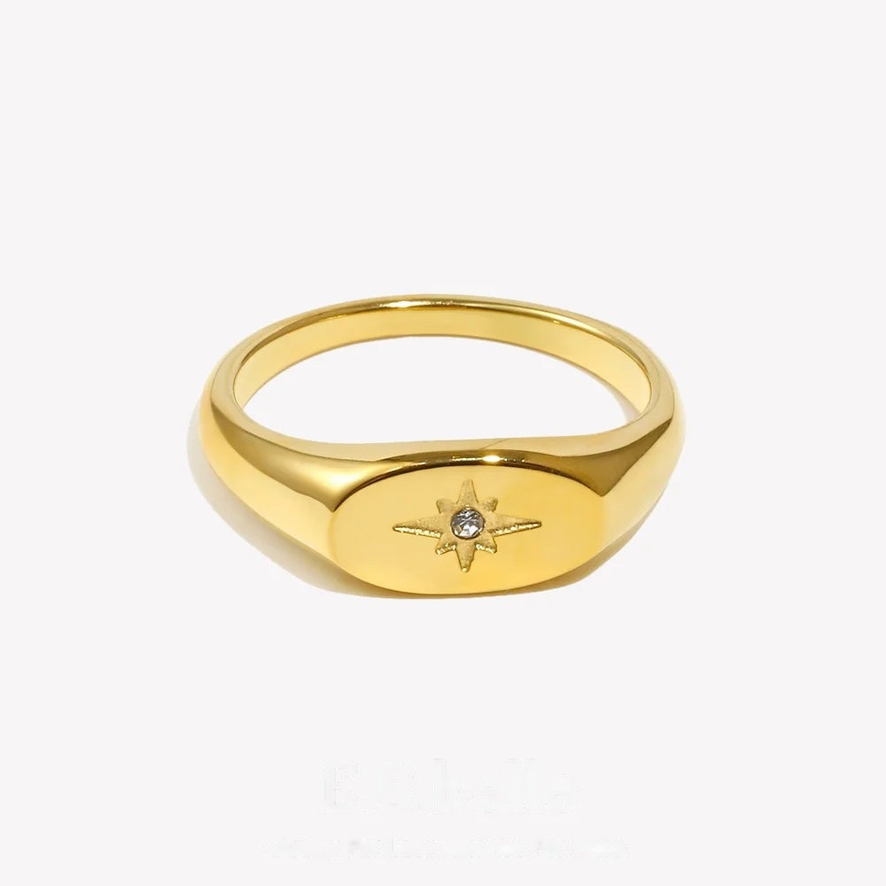 Starry Oval Signet Ring