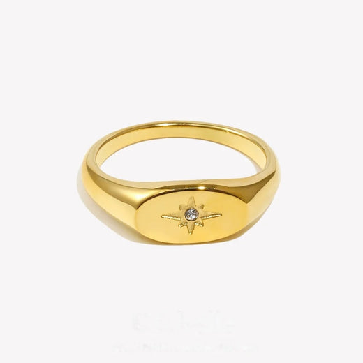Starry Oval Signet Ring