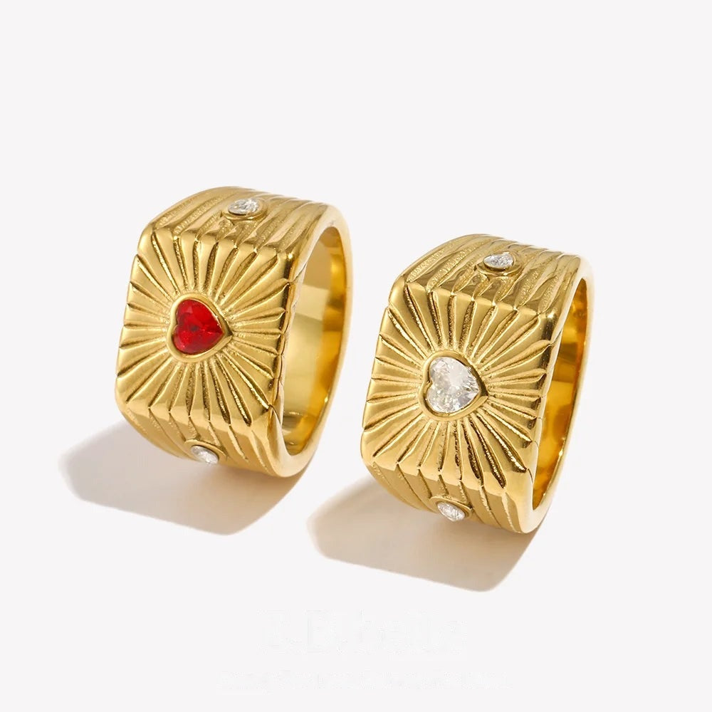 Sunburst Heart Ring