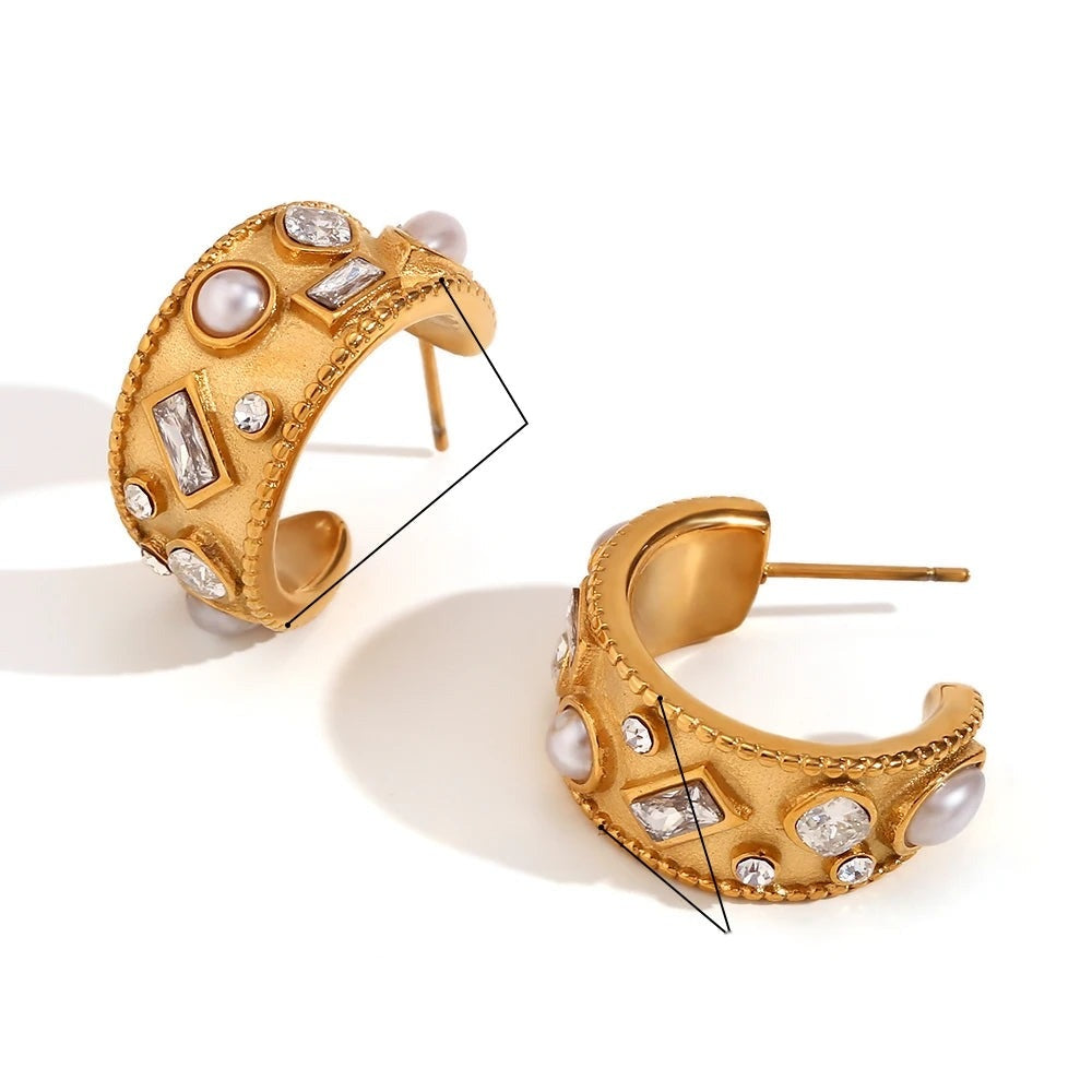 Vintage Pearl Sparkle C-Hoops