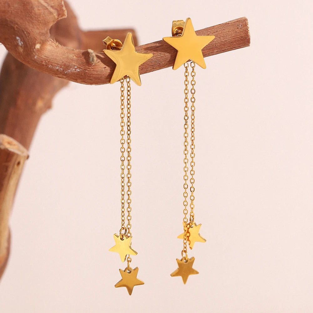 Falling Stars Chain Earrings