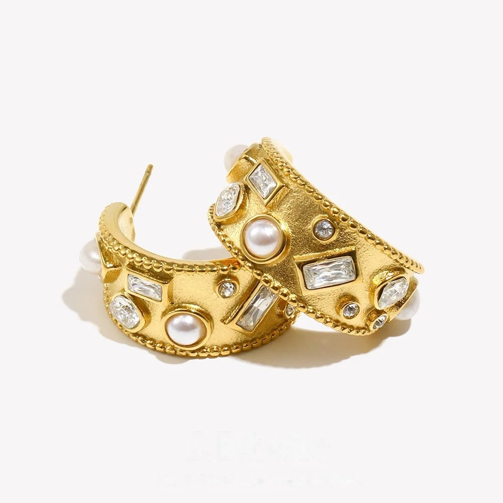 Vintage Pearl Sparkle C-Hoops