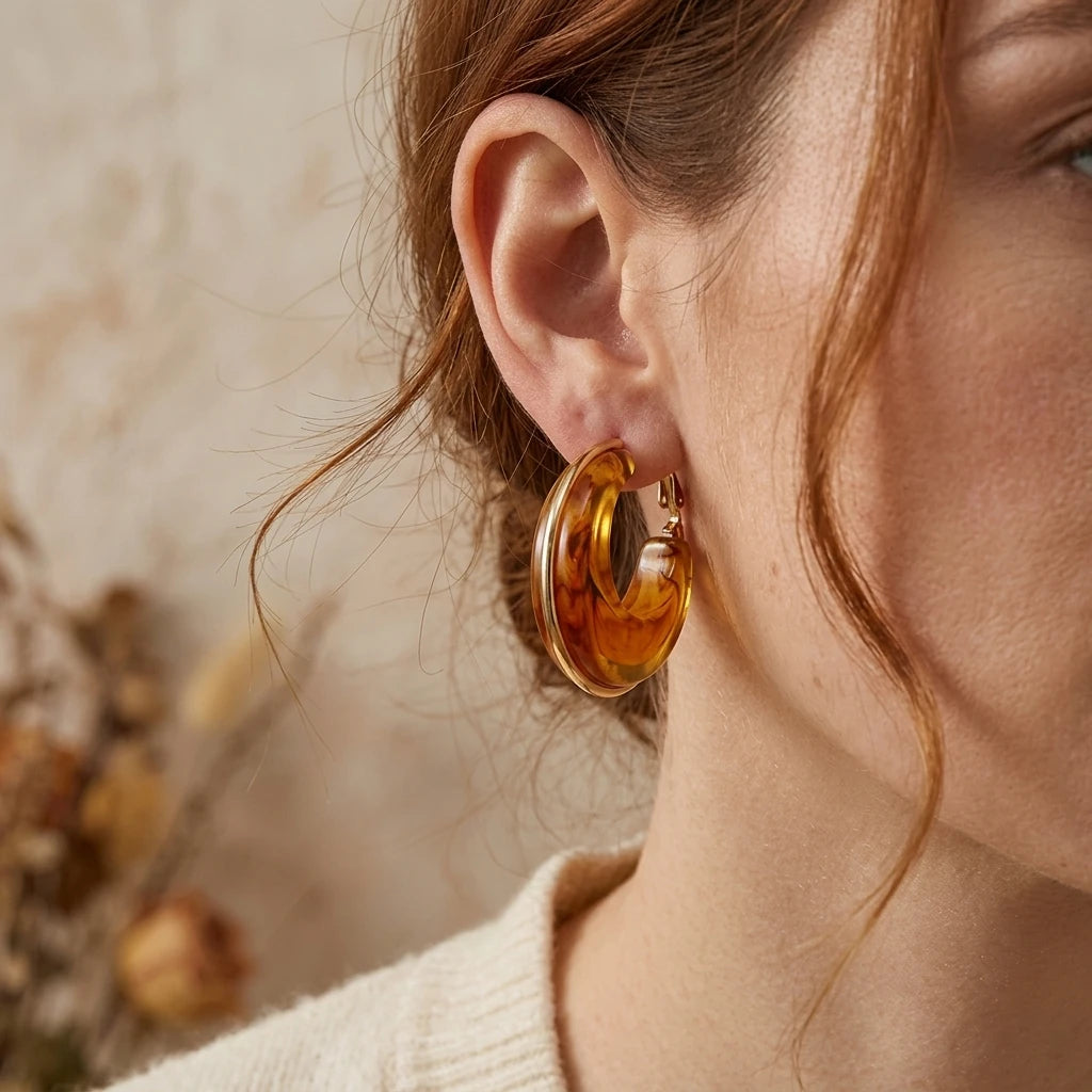 Amber Glass C-Hoops