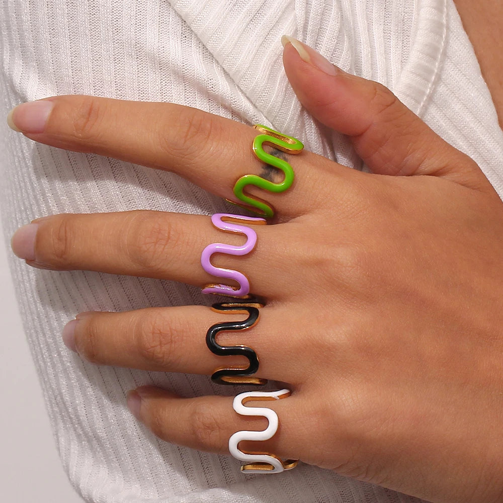Squiggle Enamel Ring