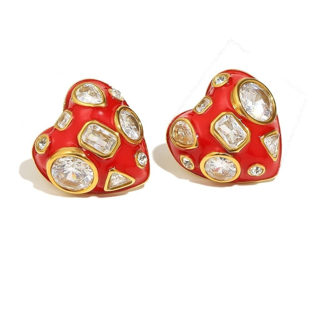 Red Hot Heart Studs