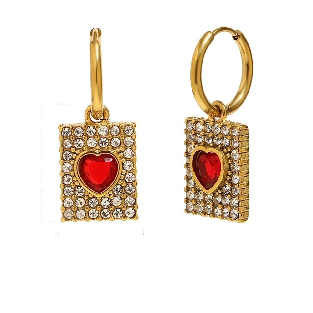 Queen of Hearts Pave Hoops