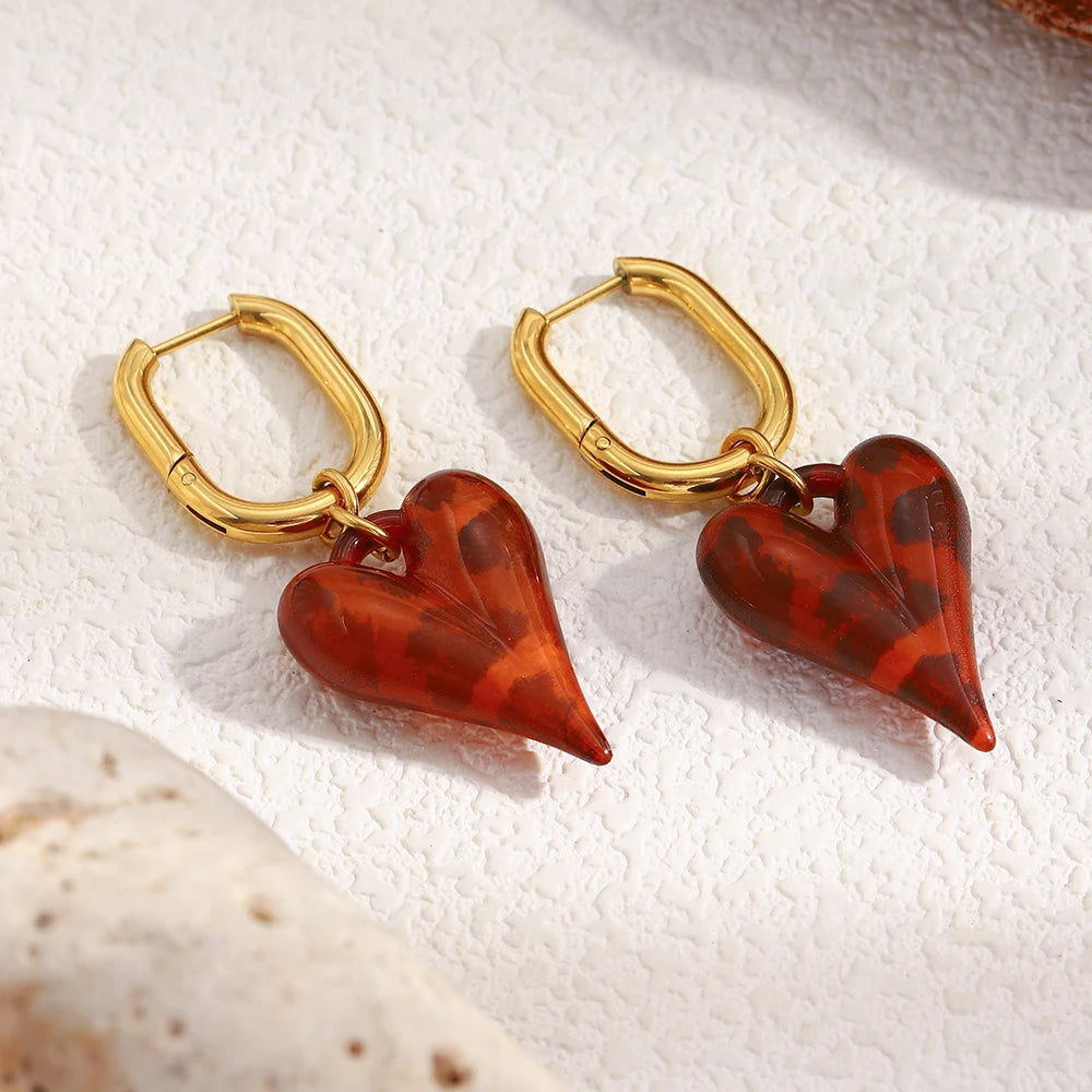 Cherry Glaze Heart Hoops