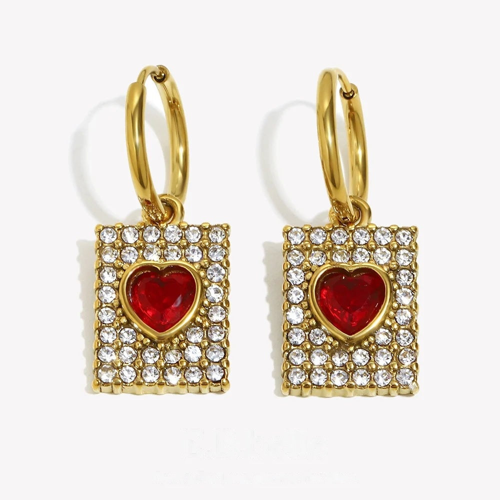 Queen of Hearts Pave Hoops