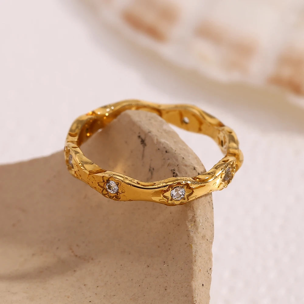 Starry Wave Band Ring