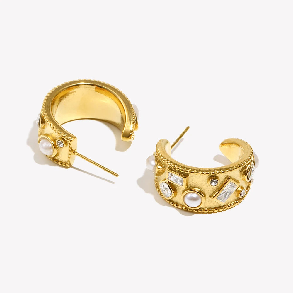 Vintage Pearl Sparkle C-Hoops