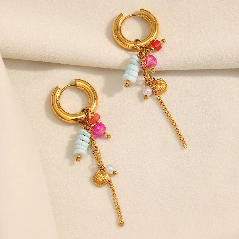 Beach Charm Drop Hoops
