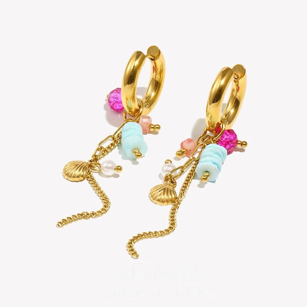 Beach Charm Drop Hoops