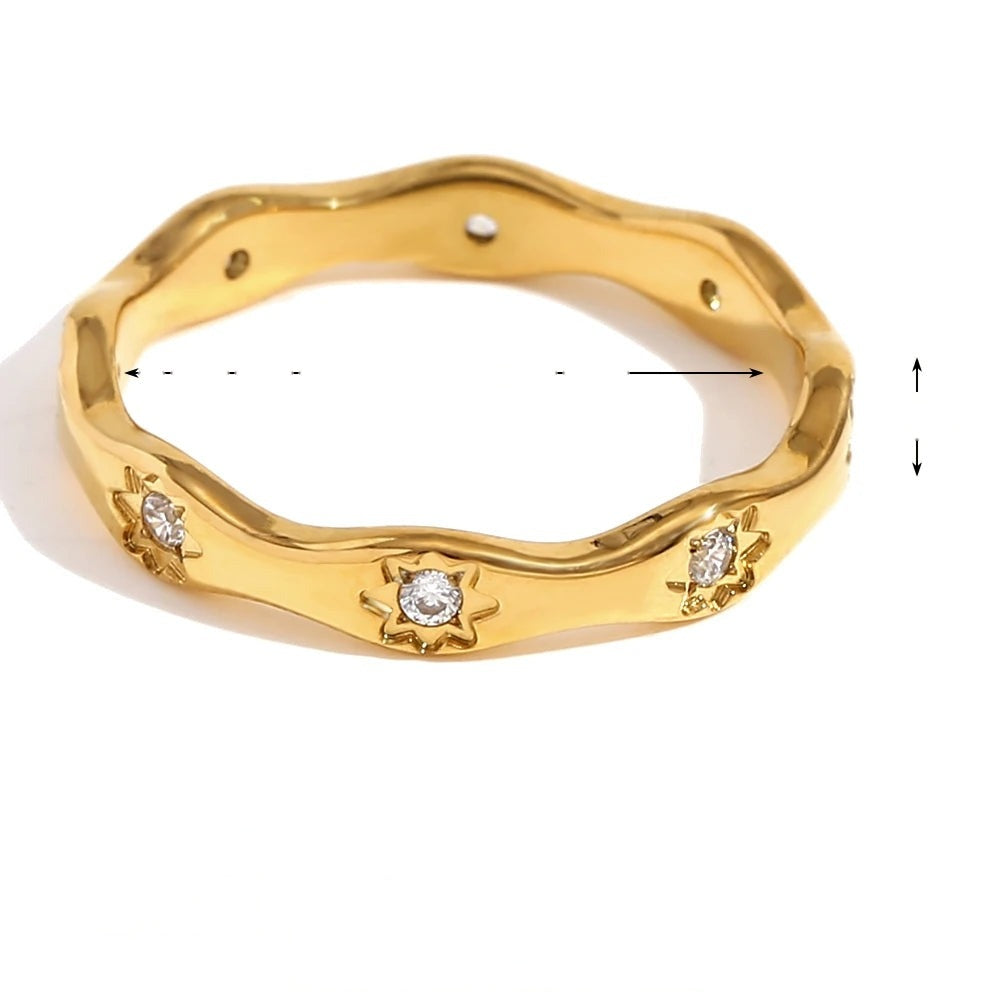 Starry Wave Band Ring