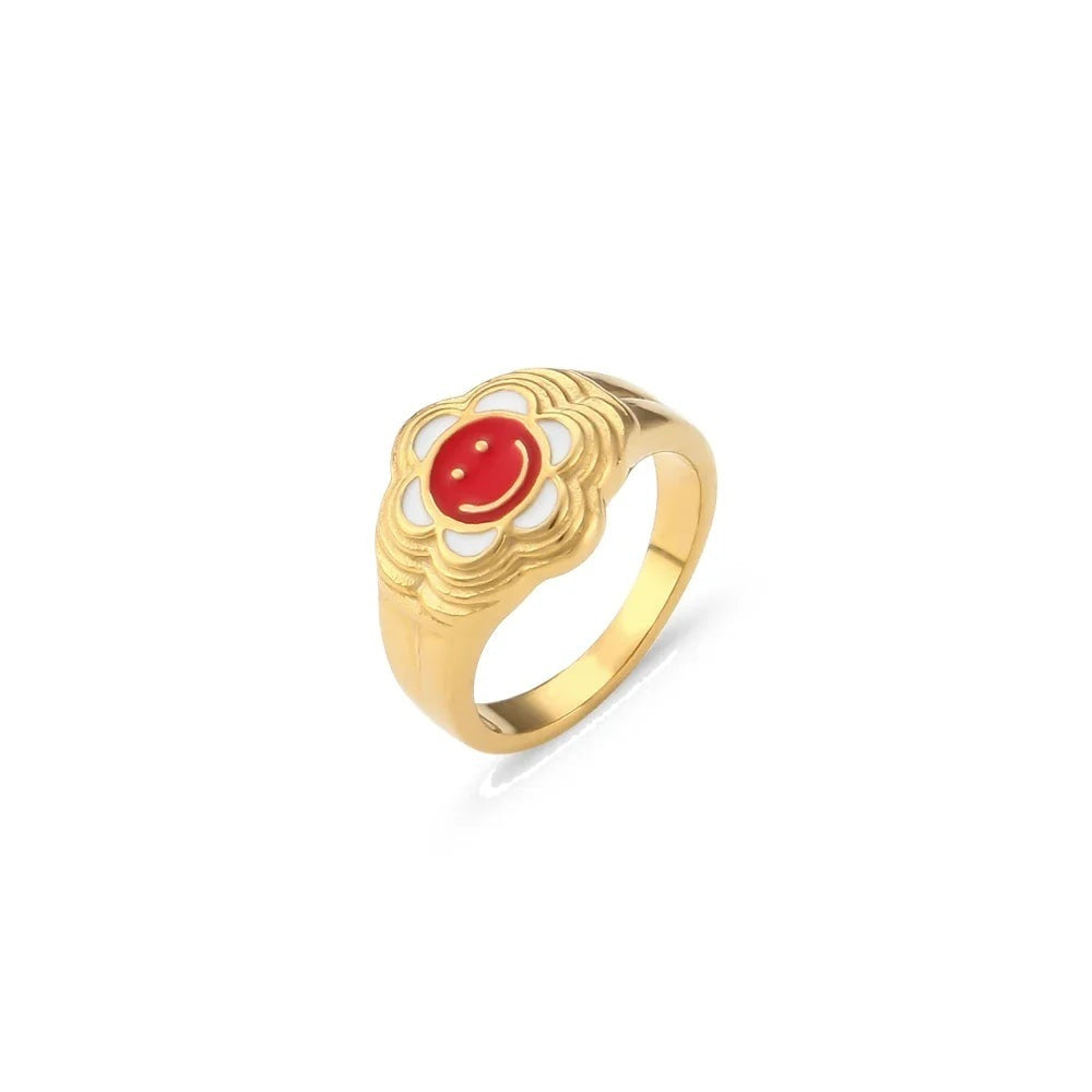 Happy Flower Smiley Ring