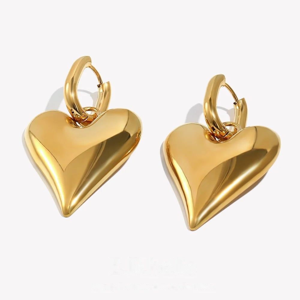Puffy Heart Drop Hoops