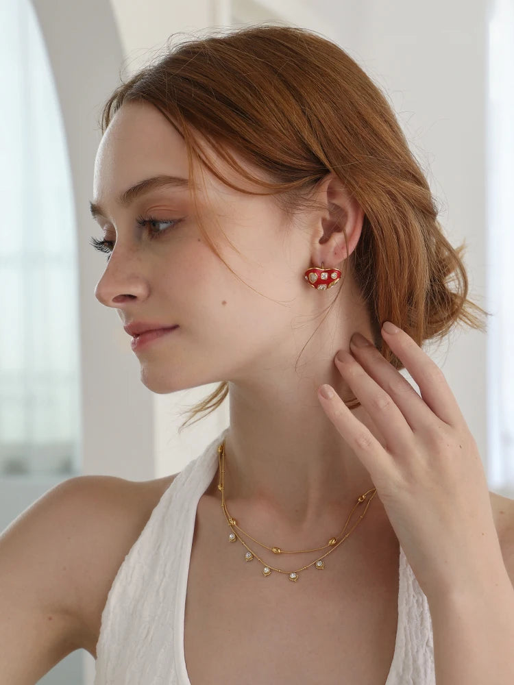 Red Hot Heart Studs