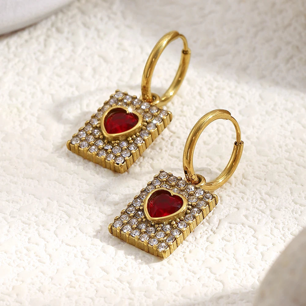 Queen of Hearts Pave Hoops