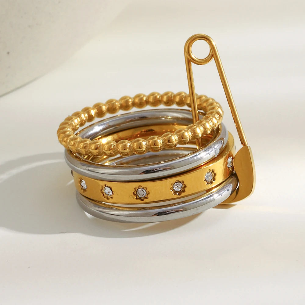 Stacked Safety Pin Ring