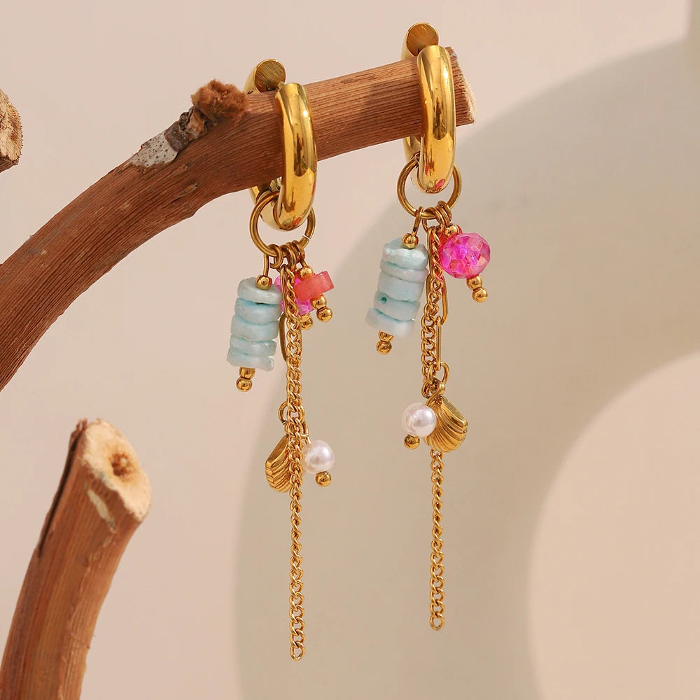Beach Charm Drop Hoops