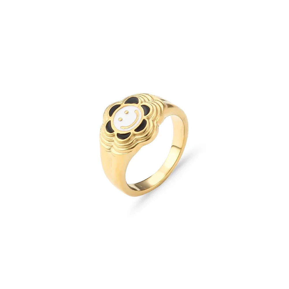 Happy Flower Smiley Ring