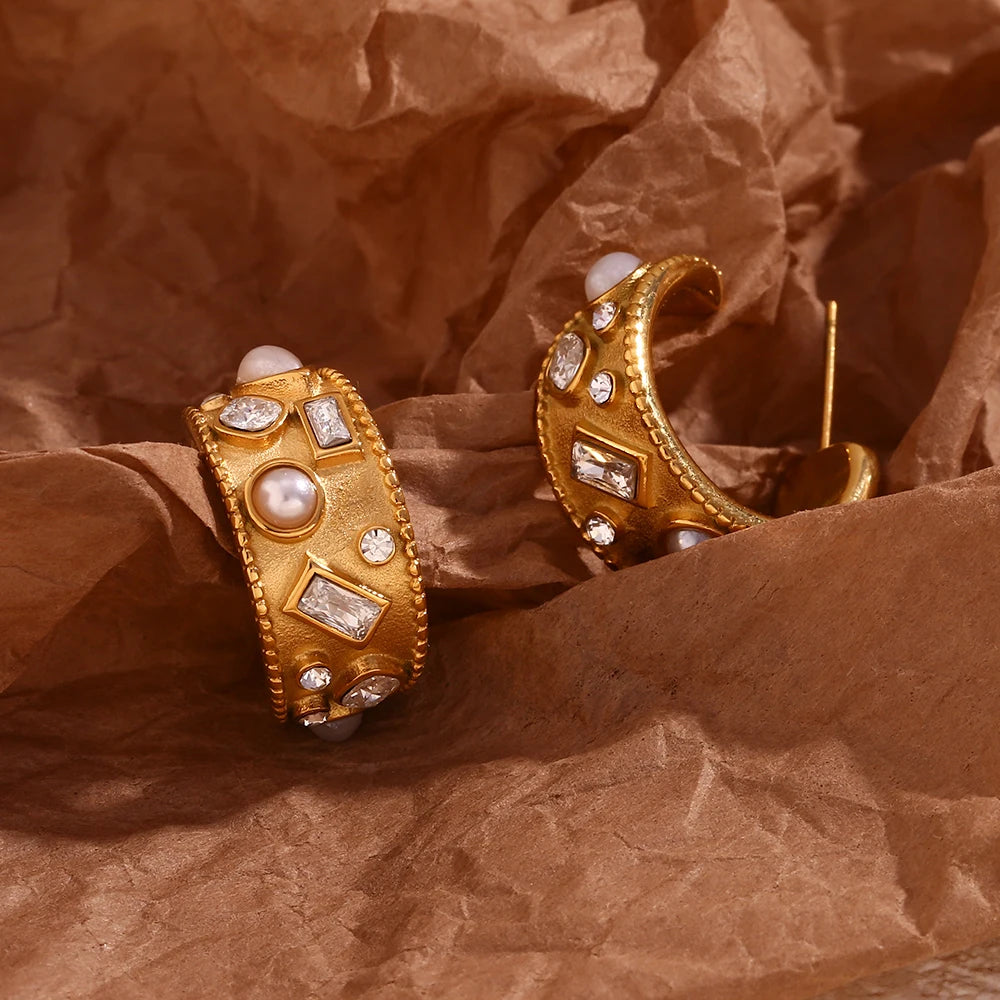 Vintage Pearl Sparkle C-Hoops