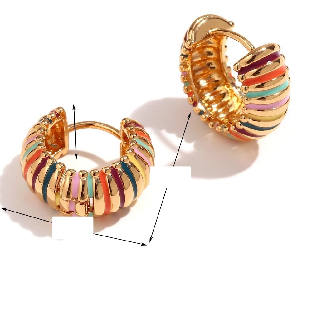 Rainbow Stripe Chunky Hoops