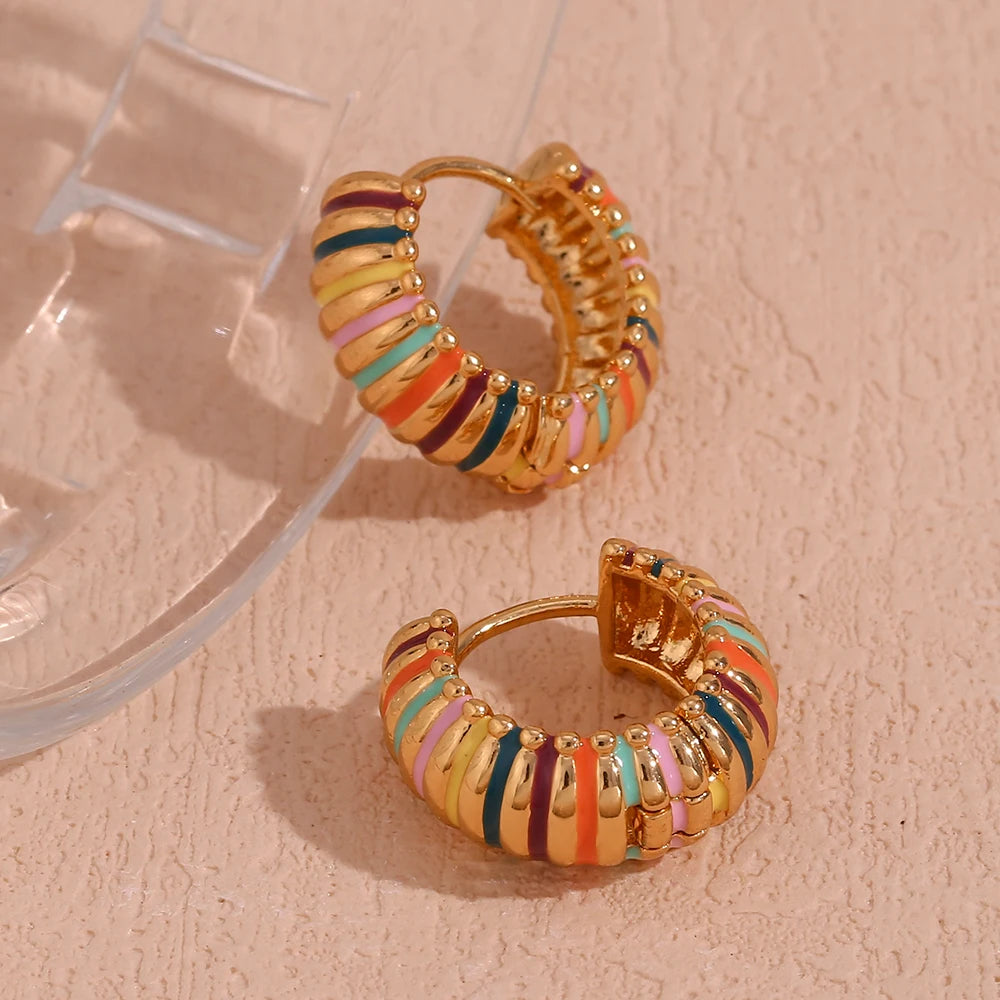 Rainbow Stripe Chunky Hoops