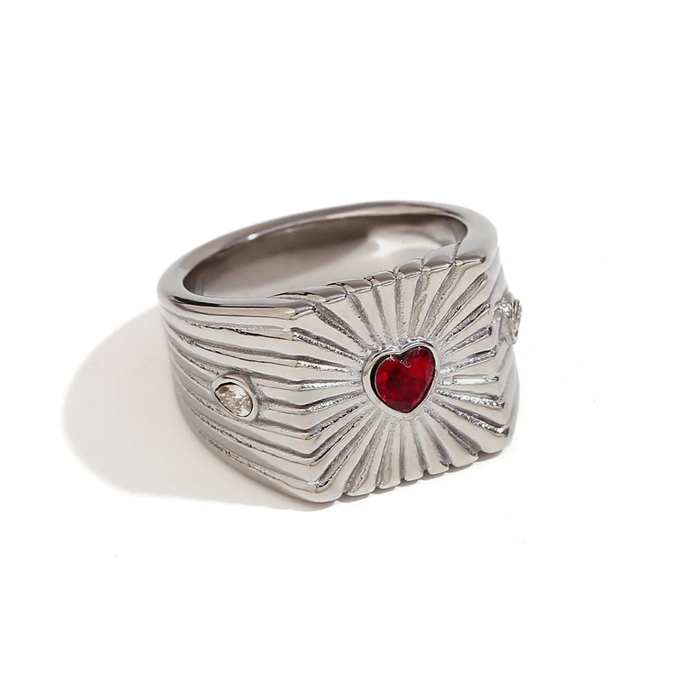 Sunburst Heart Ring