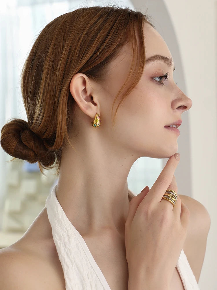 Flower Confetti Drop Studs