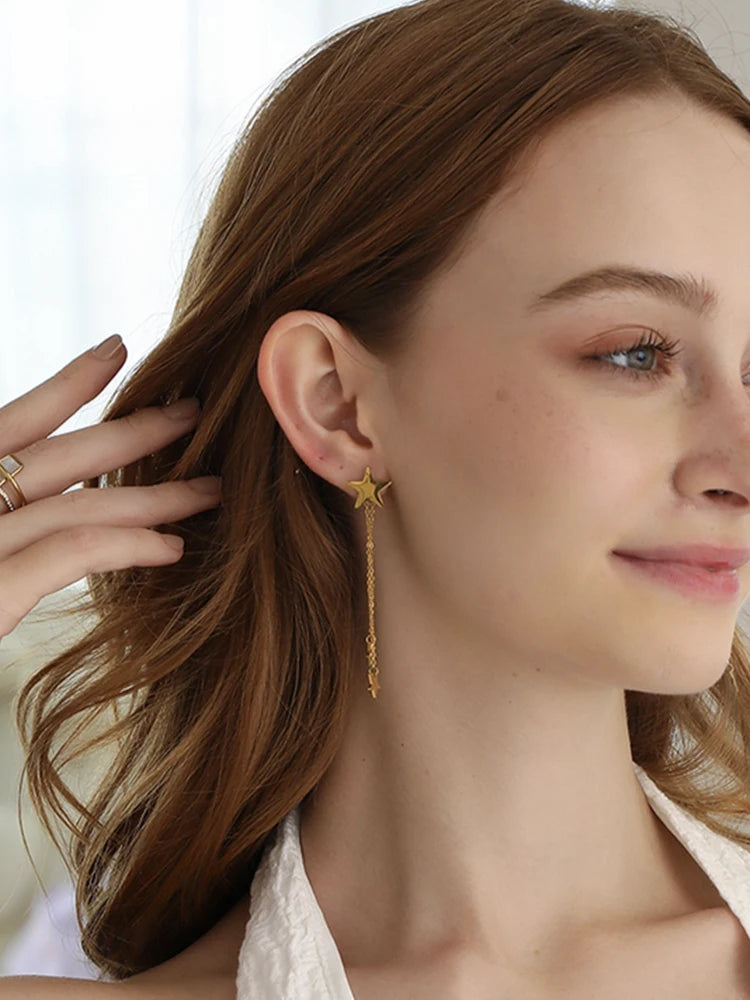 Falling Stars Chain Earrings