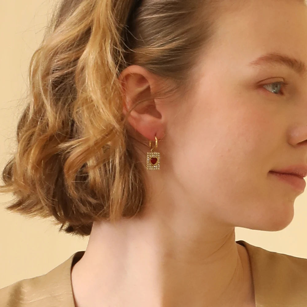 Queen of Hearts Pave Hoops