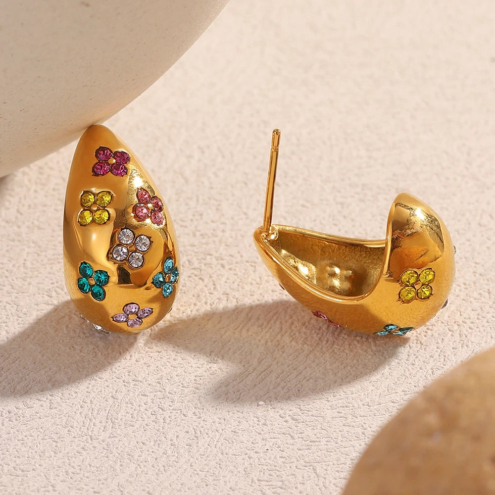 Flower Confetti Drop Studs