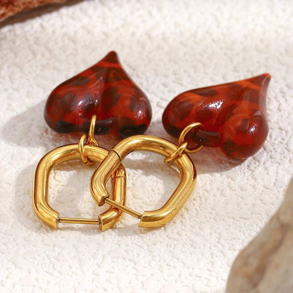Cherry Glaze Heart Hoops