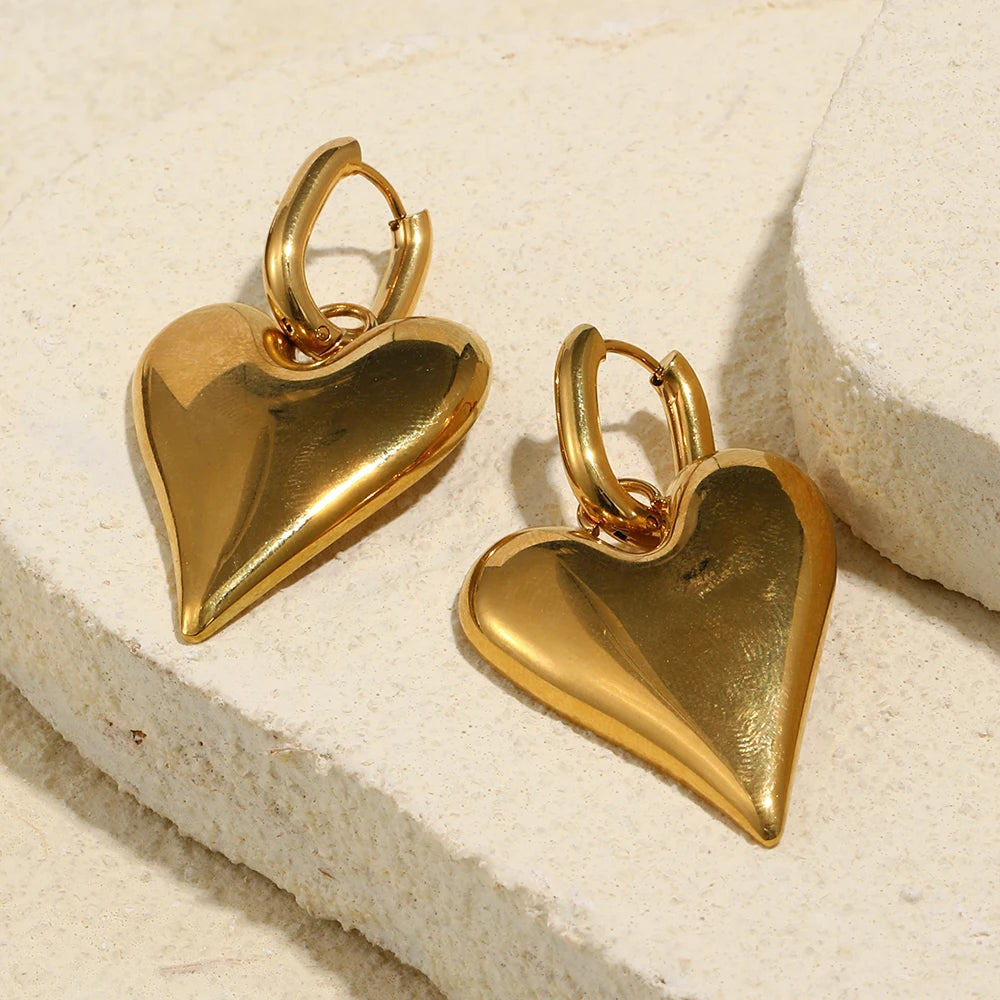 Puffy Heart Drop Hoops