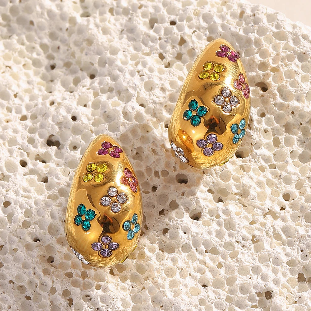 Flower Confetti Drop Studs