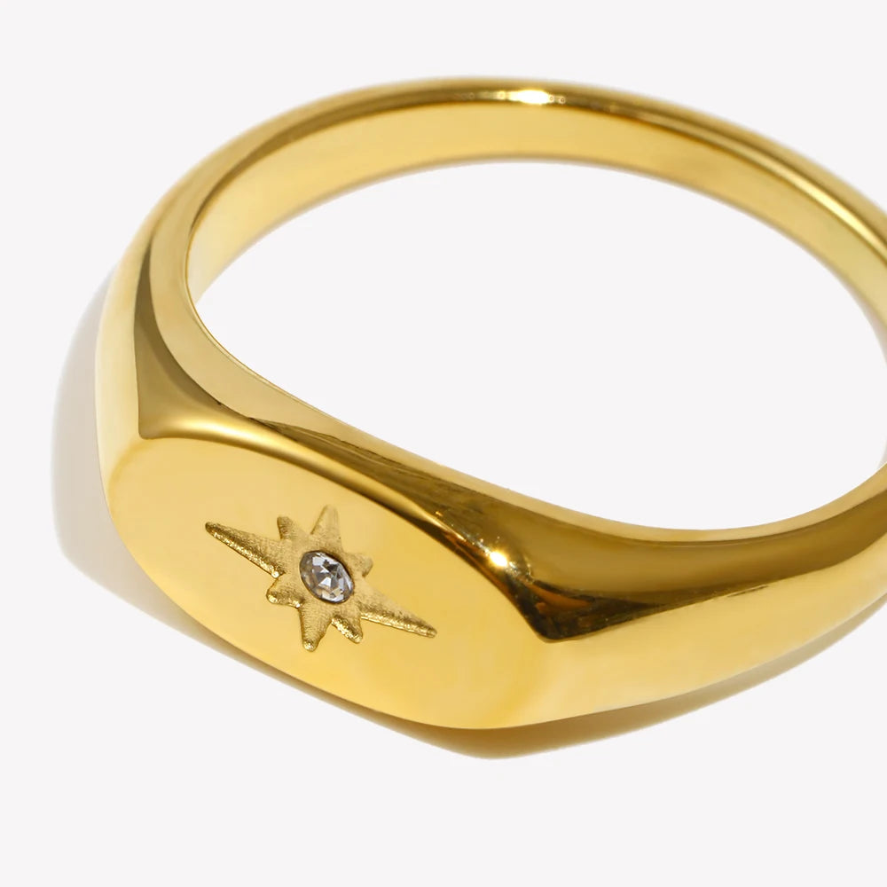 Starry Oval Signet Ring