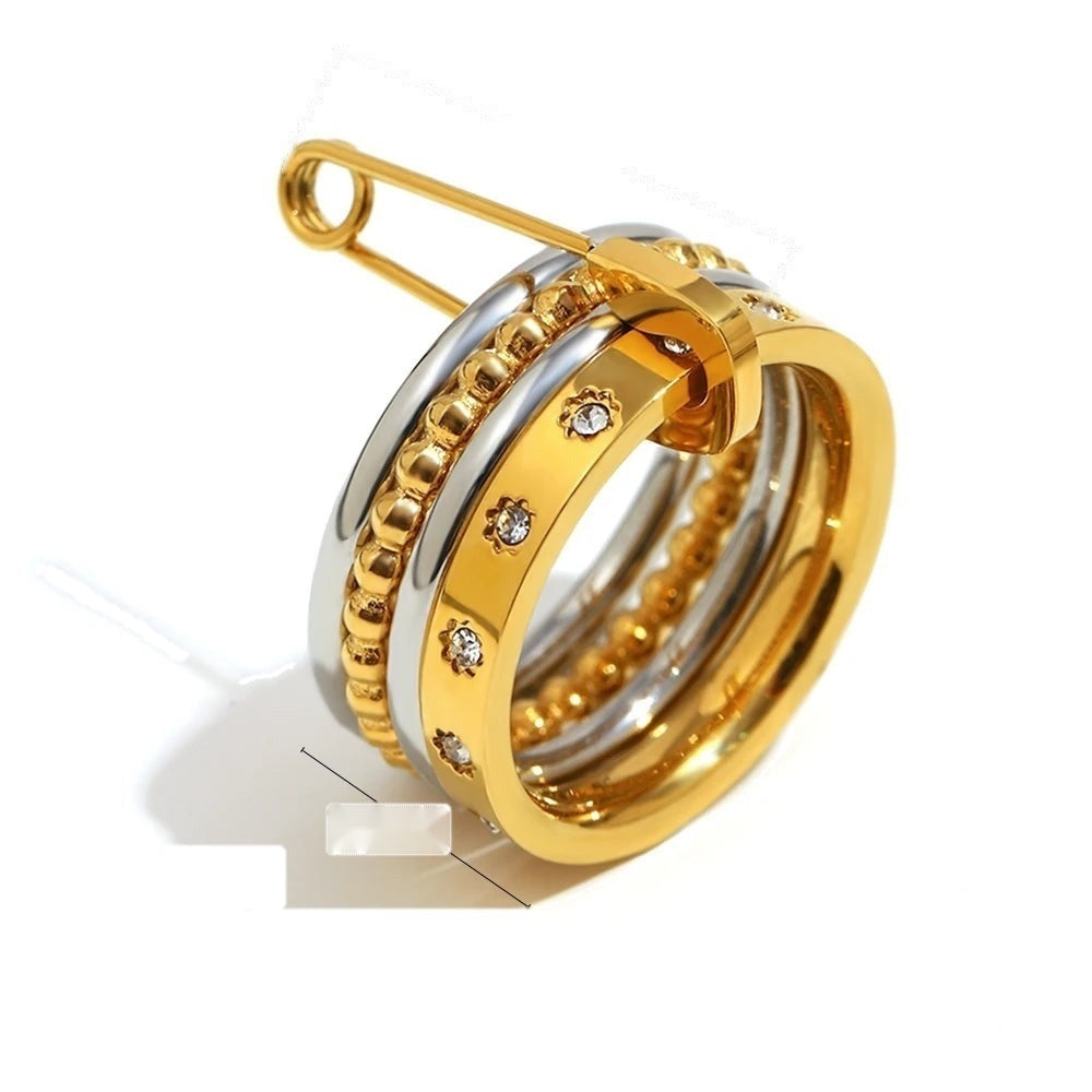 Stacked Safety Pin Ring