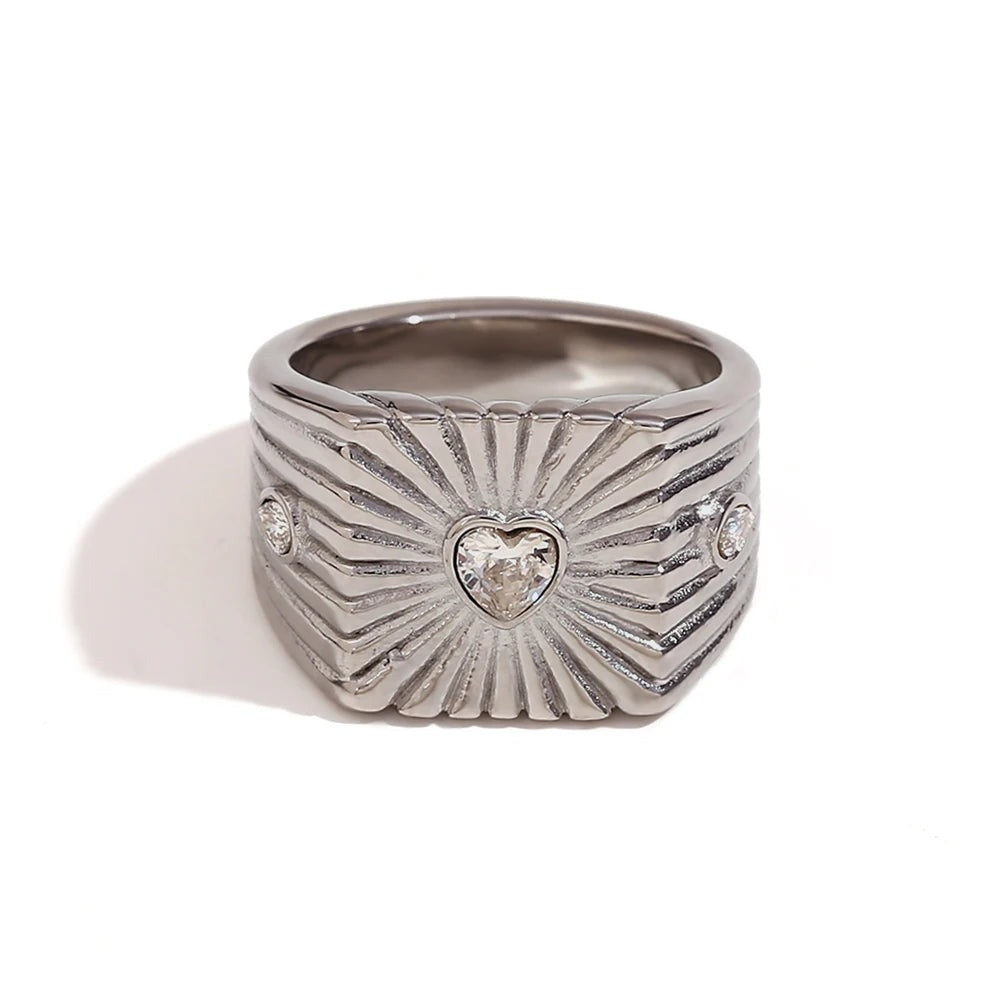 Sunburst Heart Ring